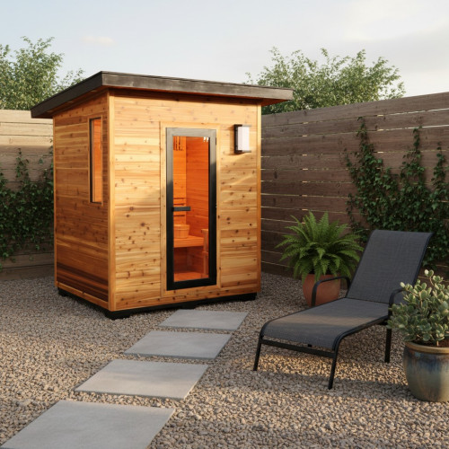 Denali 4-Person Contemporary Outdoor Sauna with Harvia Heater