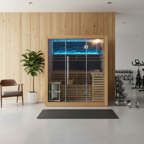 Westlake 3-Person Luxury Indoor Traditional Sauna with 4.5kW Harvia Heater
